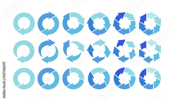 Obraz 循環・回転・リサイクルのイメージに使える円形矢印・サークル図セット