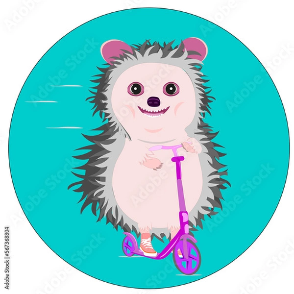 Obraz hedgehog on a scooter