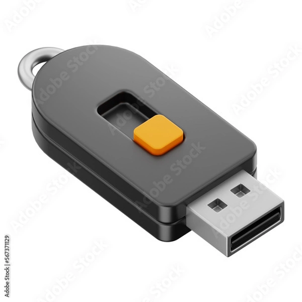 Fototapeta Premium computer parts usb storage disk icon 3d rendering on isolated background