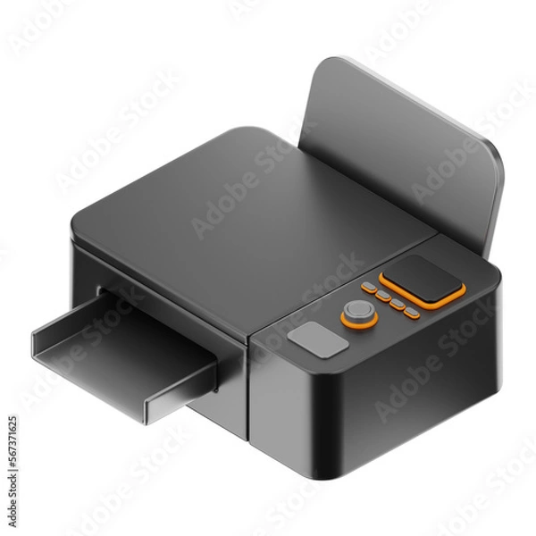 Fototapeta Premium computer parts printer copy machine icon 3d rendering on isolated background PNG