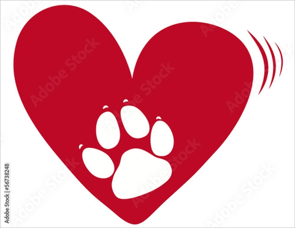 Obraz Herz mit Hundepfote - Vektor