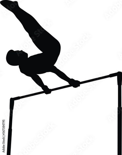Fototapeta horizontal bar male gymnast in artistic gymnastics