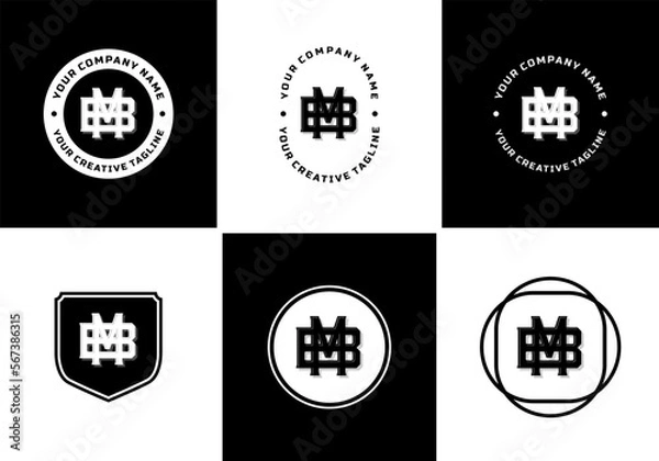Obraz Letters BM or MB monogram template logo initial, badge design