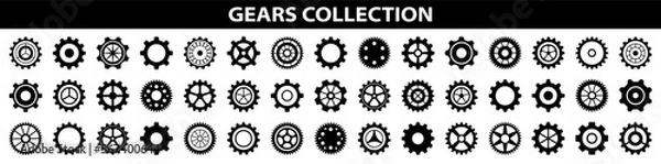 Fototapeta Gears icon set. Setting gears icon.Machine gear icon vector set. Simple Gear wheel collection. Cogwheel. Gear icons. Different style icons set. Vector illustration.