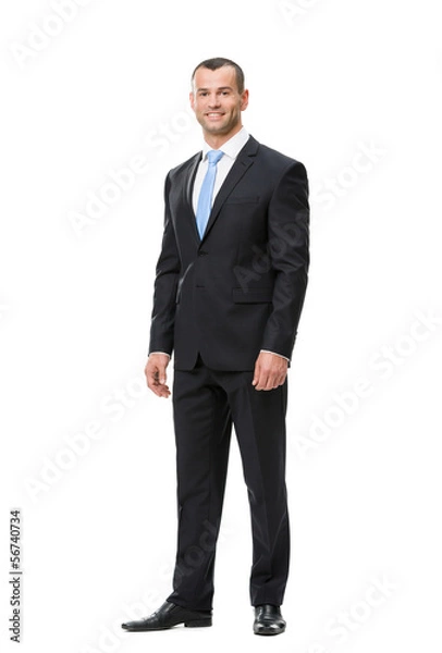 Obraz Full-length portrait of business man, isolated on white
