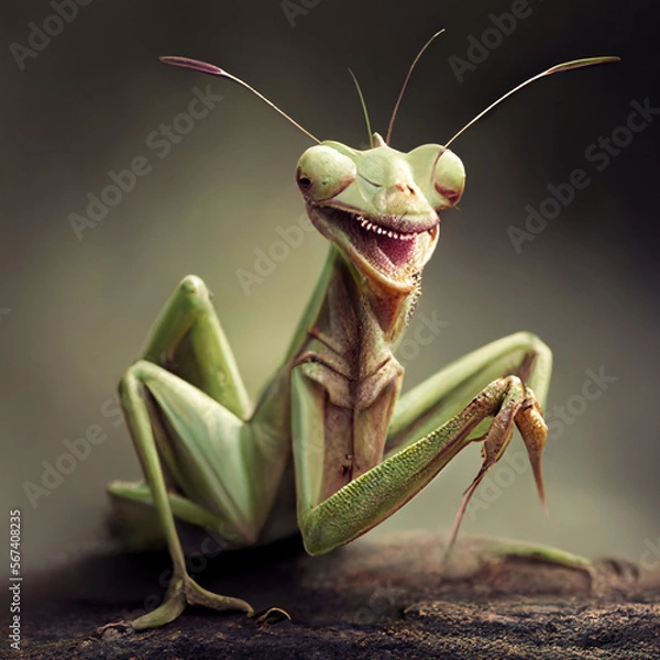 Obraz praying mantis on a black background