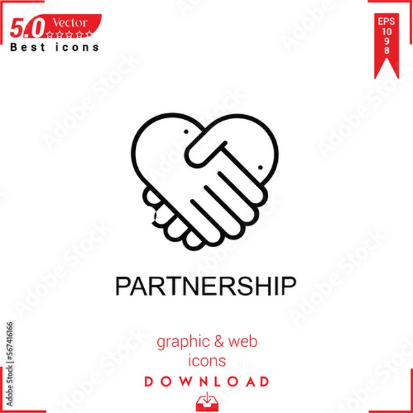 Fototapeta PARTNERSHIP icon vector on white background. Simple, isolated, flat icons, icons, apps, logos, website design or mobile apps for business marketing management,
UI UX design Editable stroke.EPS10 