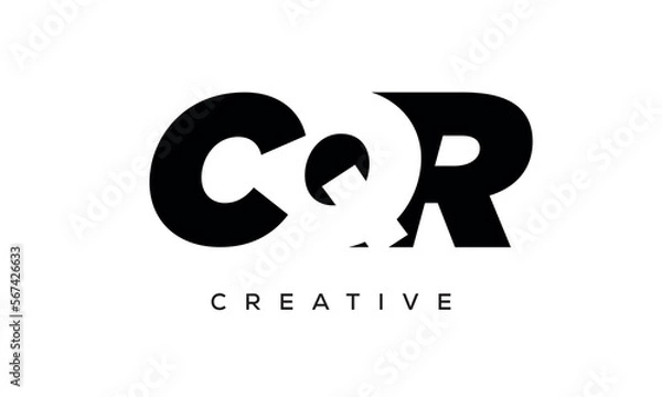 Fototapeta CQR letters negative space logo design. creative typography monogram vector