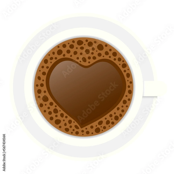Fototapeta Cup of coffe with heart. Vector illustration.
PNG with transparent background.	