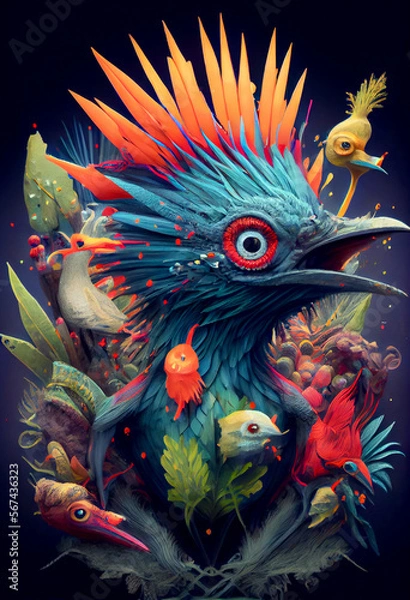 Fototapeta Generative AI abstract render of a surreal bird