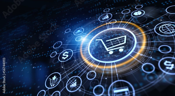 Obraz E-commerce digital business online internet technology concept on virtual screen.