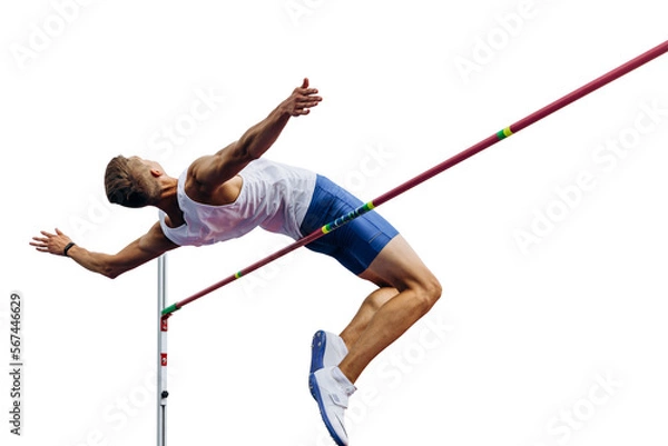 Obraz athlete jumper attempt high jump isolated