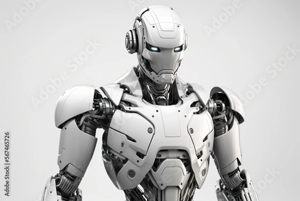 Obraz 3D robot,white humanoid robot Thinking ,isolated white background,, Generative ai
