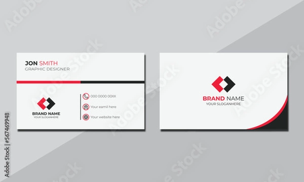 Obraz Creative minimal unique business card design, Double-sided professional business card design template. And white design.