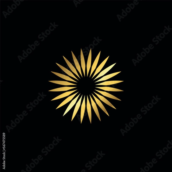 Fototapeta Gold Color Abstract Flower Decoration Mandala Vector Logo Template	
