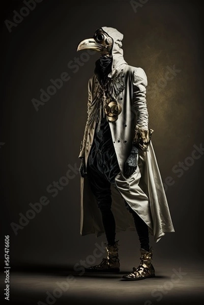 Fototapeta A man with a hat and a plague mask