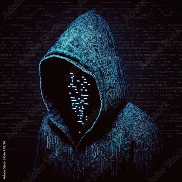 Fototapeta A hacker working in the shadow