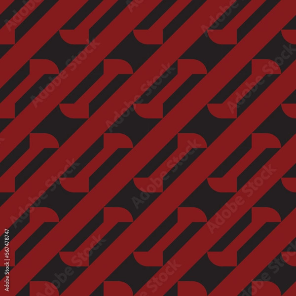 Fototapeta seamless black victorian geometric pattern with red mosaic ornament