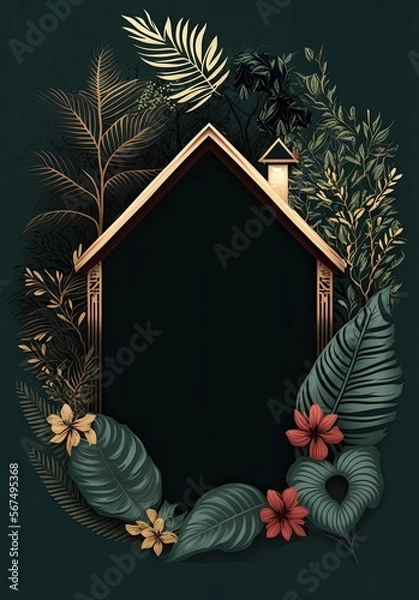 Fototapeta Invitation card for house warming party,  modern, elegant, AI assisted finalized in Photoshop by me