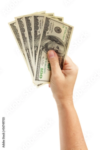 Obraz ręka trzyma dolarów