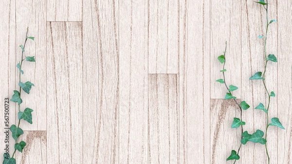 Obraz 木目背景とグリーン