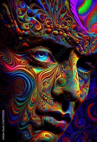Fototapeta Psychedelic Reflections in the Eye's Pupil. Generative ai
