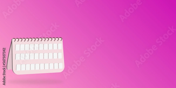 Obraz 3D rendering calendar planner on widescreen background