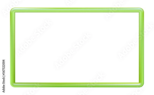 Fototapeta Green plastic frame, volumetric. Multi-colored edging for photos and presentations, design. Png