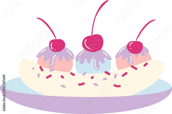 Obraz Sweet banana split illustration