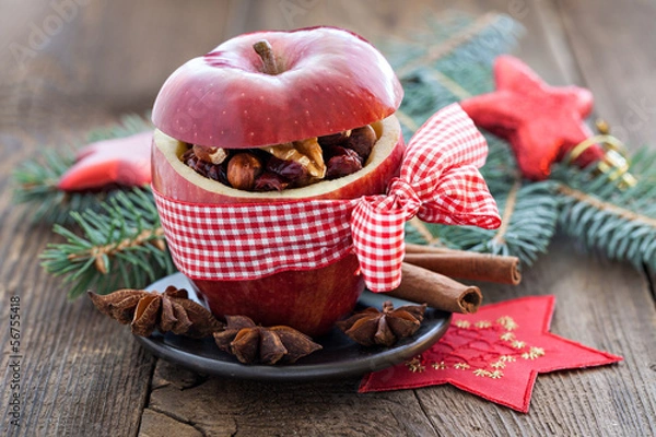 Obraz roter Apfel mit Schleife