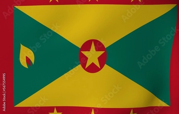 Fototapeta 3D Render National Flag Flapping in Wind - Grenada