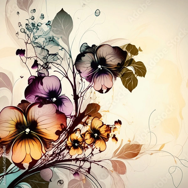 Fototapeta abstract floral background. Generative AI