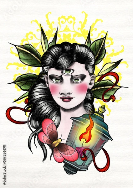 Obraz donna con tre occhi