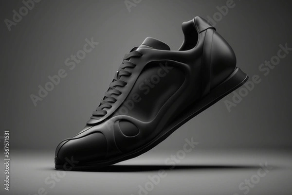 Fototapeta stylish 3d render of modern black shoes made by generative ai