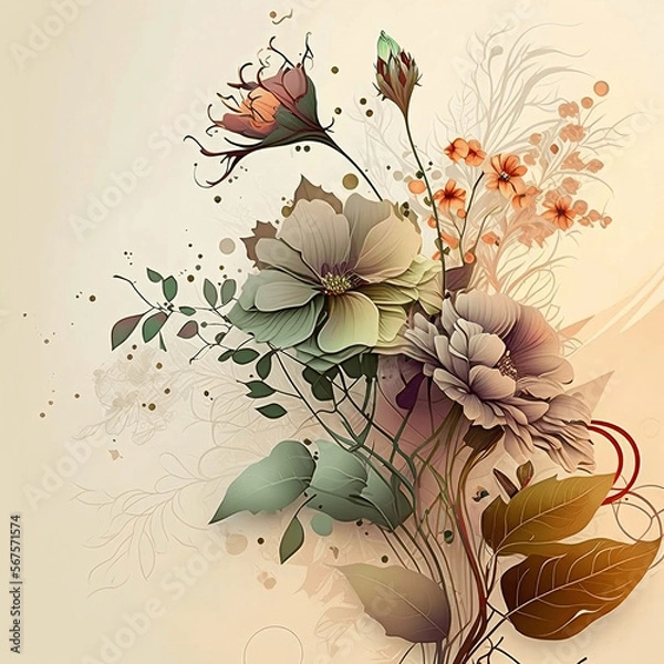 Obraz background with flowers. Generative AI