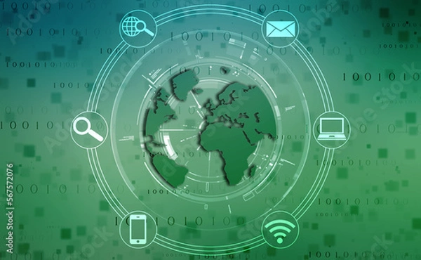 Fototapeta Internet binary data code computing or transmission process,Internet data transmission, Binary Code Background, Digital Abstract technology background