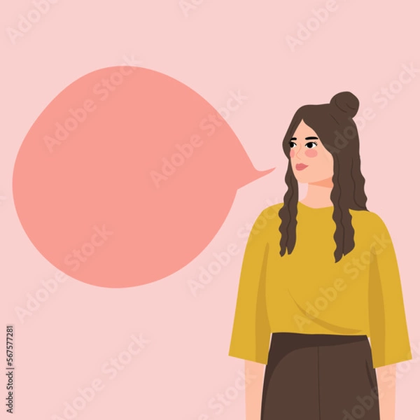 Obraz pretty woman with bubble chat