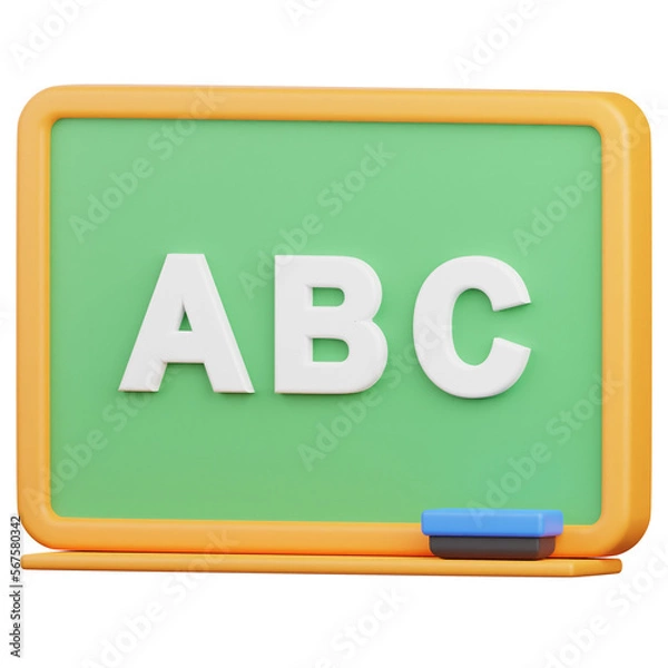 Fototapeta 3D Render School Board Icon, illustration isolated on white background, suitable for website, mobile app, print, presentation, infographic, and other projects.