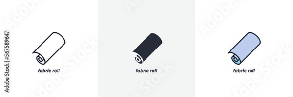 Obraz fabric roll icon. Line, solid and filled outline colorful version, outline and filled vector sign. Idea Symbol, logo illustration. Vector graphics