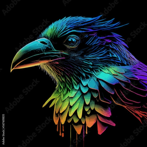Obraz Colorful digital art of crow face