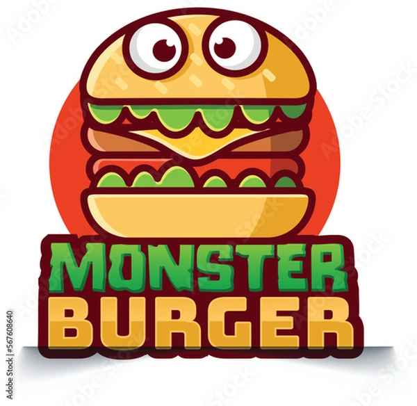 Obraz monster burger mascot logo design