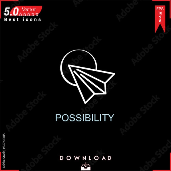 Fototapeta POSSIBILITY icon vector on black background. Simple, isolated, flat icons, icons, apps, logos, website design or mobile apps for business marketing management,
UI UX design Editable stroke. EPS10