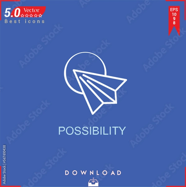 Fototapeta POSSIBILITY icon vector on blue background. Simple, isolated, flat icons, icons, apps, logos, website design or mobile apps for business marketing management,
UI UX design Editable stroke.EPS10