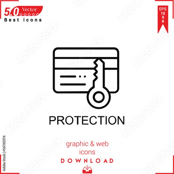 Fototapeta PROTECTION icon vector on white background. Simple, isolated, flat icons, icons, apps, logos, website design or mobile apps for business marketing management,
UI UX design Editable stroke.EPS10 