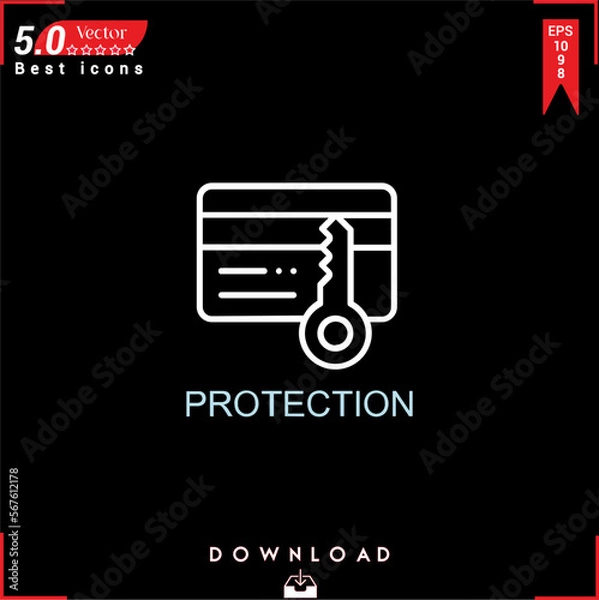 Fototapeta PROTECTION icon vector on black background. Simple, isolated, flat icons, icons, apps, logos, website design or mobile apps for business marketing management,
UI UX design Editable stroke. EPS10
