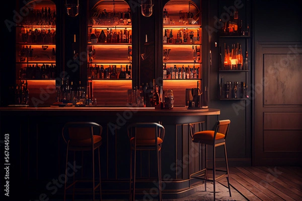 Obraz Contemporary Bar wallpaper. generative ai	

