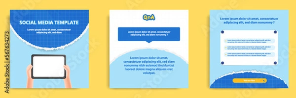 Fototapeta Social media carousel post banner layout for tips, did you know, podcast, motivation, self-development, product, service knowledge template. Torn paper design element and texture