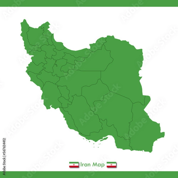 Fototapeta light green iran map vector divides each city and territory separately