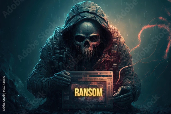 Fototapeta Data corruption by a ransomware and a hacker