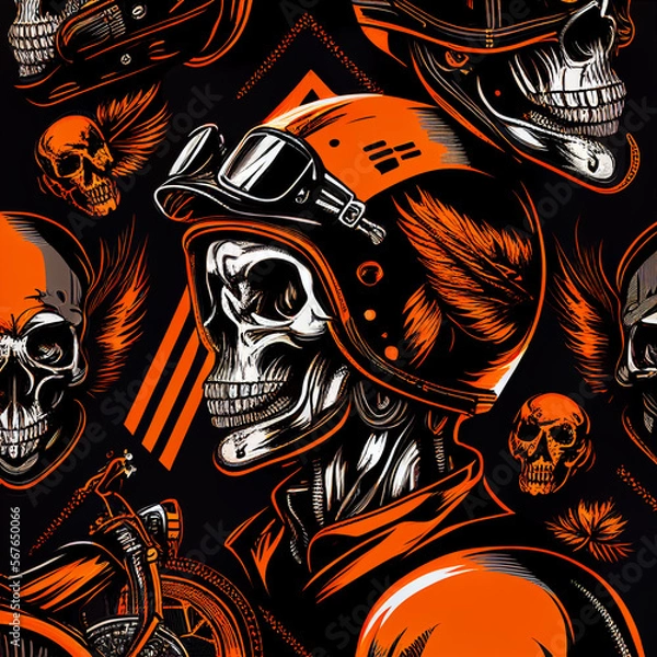 Obraz seamless pattern with skull and bones